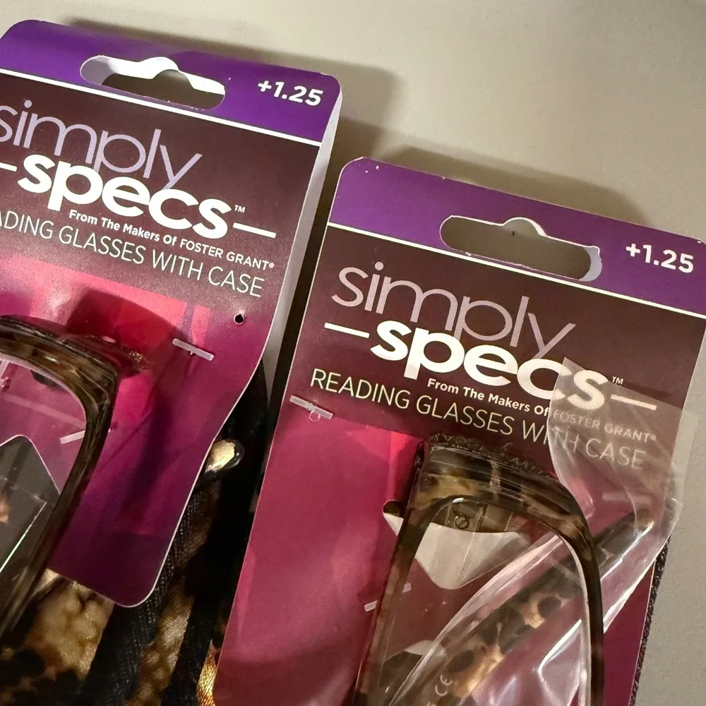 Simply Specs Reading Glasses‎ +1.25 Power Readers with Case New